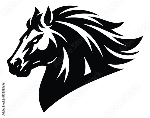 Stylized illustration of a horse head depicting strength for a sports mascot