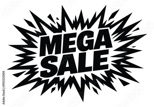 Bold graphic illustration of a mega sale burst depicting a special discount for commercial promotion