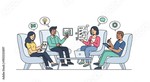 Group Therapy Counseling Session Illustration