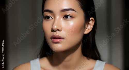 Young woman portrait illuminated with natural light and soft focus
