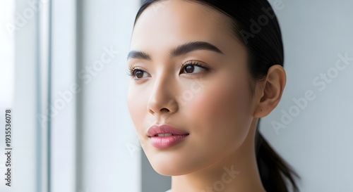 Young woman portrait with natural light and soft skin tones