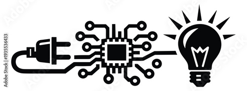 Modern graphic illustration of energy, technology, and ideas depicting their interconnected flow for innovation and problem solving