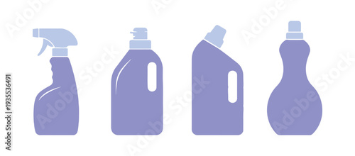 Isolated colorful cleaning bottle wash icon set in vector style.