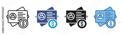 Financial Document icon set multiple style collection