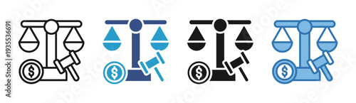 Legal Finance icon set multiple style collection