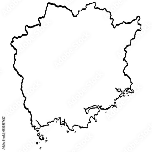 岡山県地図 筆タッチ 和風 四国 西日本 / A brushstroke map of Okayama Prefecture