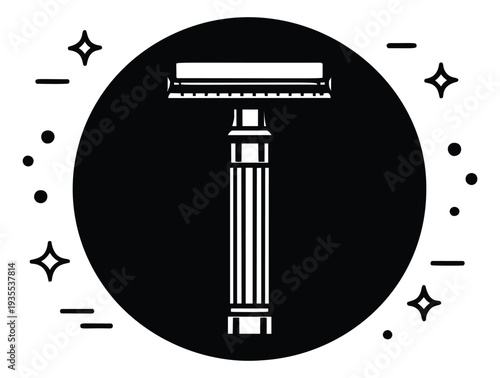 Stylized illustration of a safety razor depicting a clean shave for a daily grooming routine