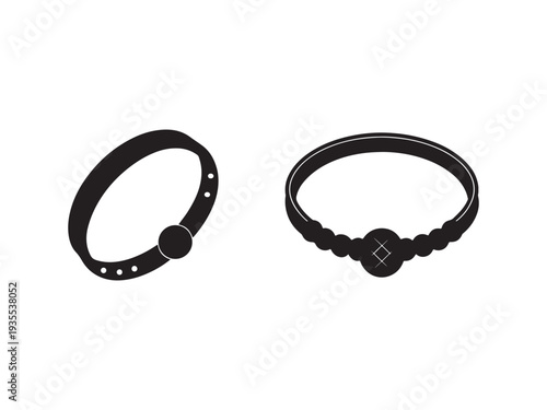 Two black bracelets with different designs on white background  jewelry accessories