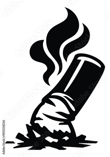 Stylized illustration of a burning cigarette depicting smoke rising for a public health message