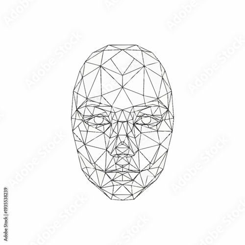 Abstract Wireframe Human Face Geometric Mesh Design.