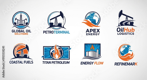 Collection of oil and gas industry logos and emblems.