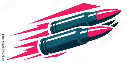Graphic illustration of two bullets depicting fast motion for action concepts