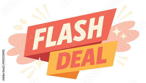 Modern graphic illustration of a flash deal banner depicting an urgent sales offer for marketing campaigns