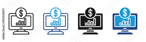 Revenue Analytics icon set multiple style collection