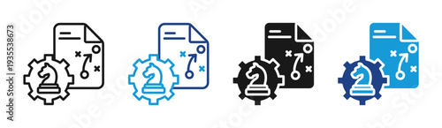 Strategic Planning icon set multiple style collection