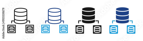Data Repository icon set multiple style collection
