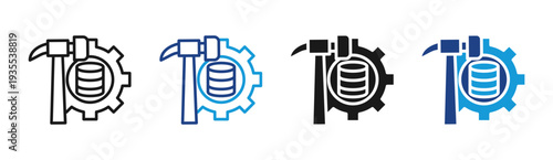 Data Engineering icon set multiple style collection