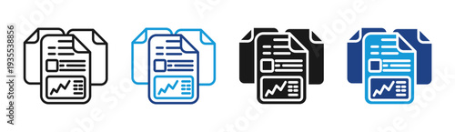 Business Insights icon set multiple style collection