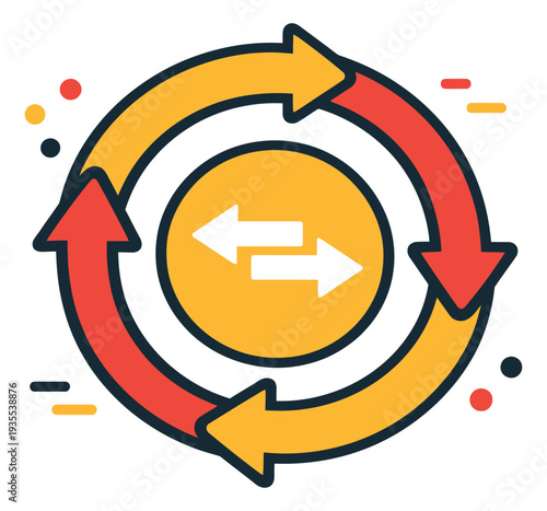 Modern graphic illustration of a refresh and exchange icon depicting continuous movement and reciprocal flow for business and data concepts
