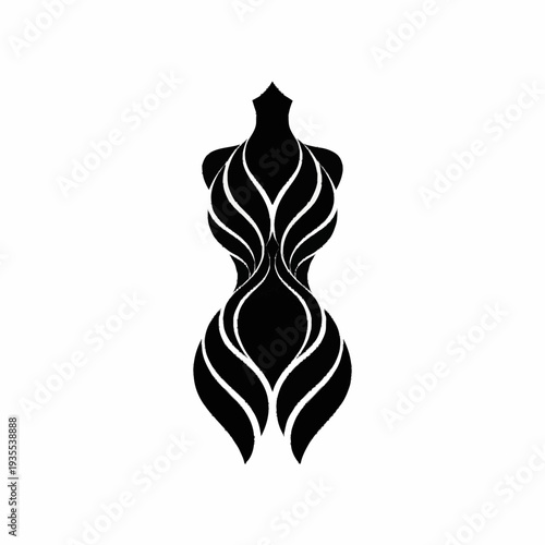 Elegant Black Mannequin with Stylized Curvy Design.