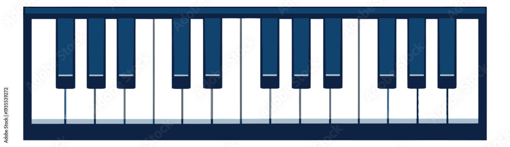 Naklejka premium Digital illustration of a piano keyboard depicting the keys of a musical instrument for music lessons