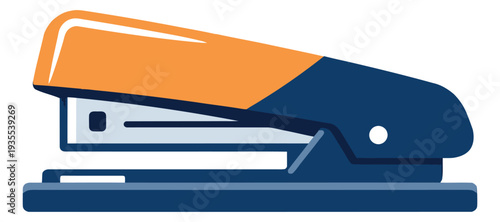 Flat design illustration of a stapler depicting an essential office tool for organizing documents