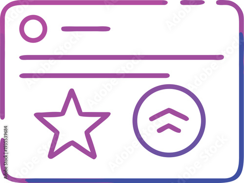 Purple and blue icon with star and chevron symbols