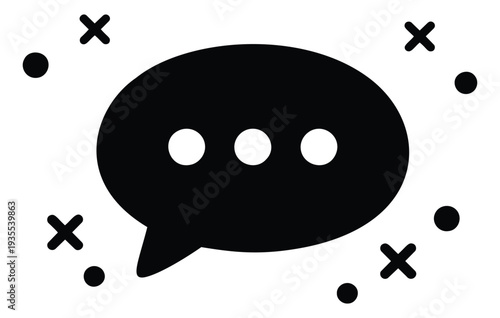 Modern graphic illustration of a speech bubble depicting an ellipsis for digital communication