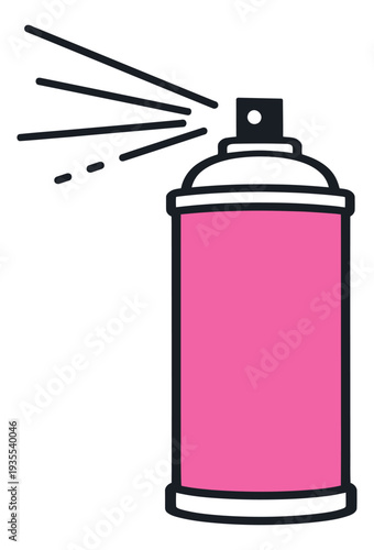 Modern line art illustration of a spray can depicting an aerosol spray for various uses