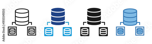 Data Repository icon set multiple style collection