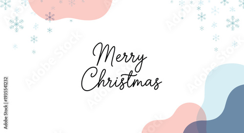 Festive merry christmas message surrounded by delicate snowflakes and abstract colorful shapes for joyful holiday greetings and cards.
