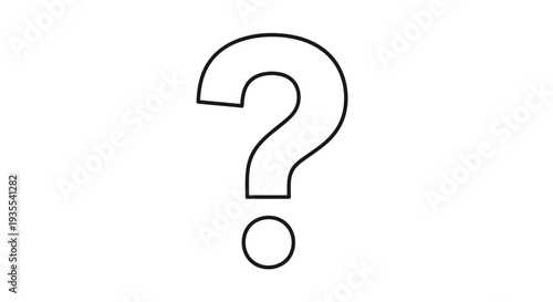 Minimalist black outline of a large question mark symbol used to represent curiosity, uncertainty, or the need for important answers.