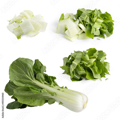 Fotografie set of slices cabbage Bok choy Pak Choi Pak Choj Chinese cabbage isolated on tra