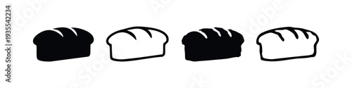 Minimalist Bread Loaf Icons Set. Simple Black and White Bakery Product Silhouettes.