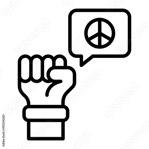 Freedom from Violence Human Rights Line Icon