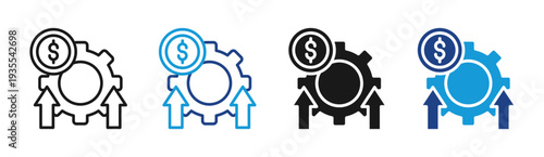 Auction Process icon set multiple style collection