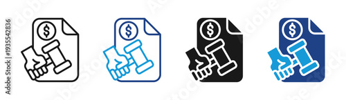Legal Auction icon set multiple style collection