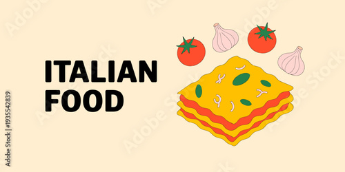 Lasagna with tomatoes and garlic