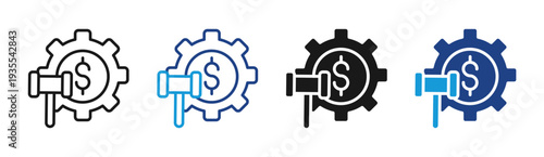 Auction System icon set multiple style collection