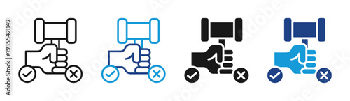 Bid Decision icon set multiple style collection