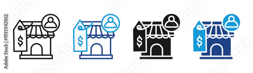 Store Auction icon set multiple style collection