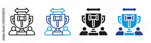 Bid Trophy icon set multiple style collection