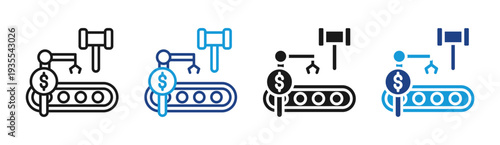 Bid Process icon set multiple style collection