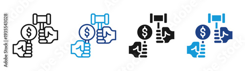 Bid Approval icon set multiple style collection