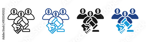 Deal Agreement icon set multiple style collection