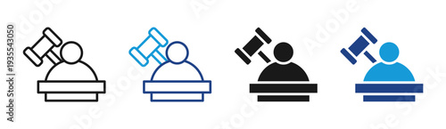 Court Decision icon set multiple style collection