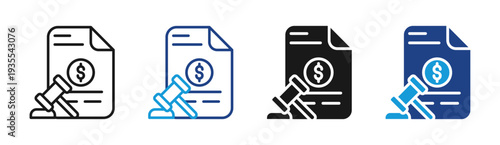 Legal Document icon set multiple style collection