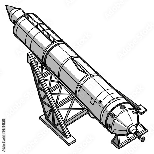 Grayscale of a rocket on a launchpad space technology