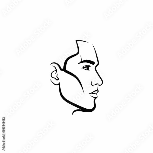 Minimalist Line Art Portrait of a Mans Profile.