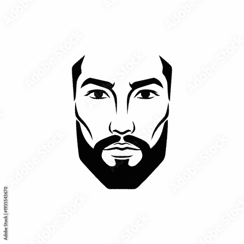 Stylized illustration of a mans face with a beard.